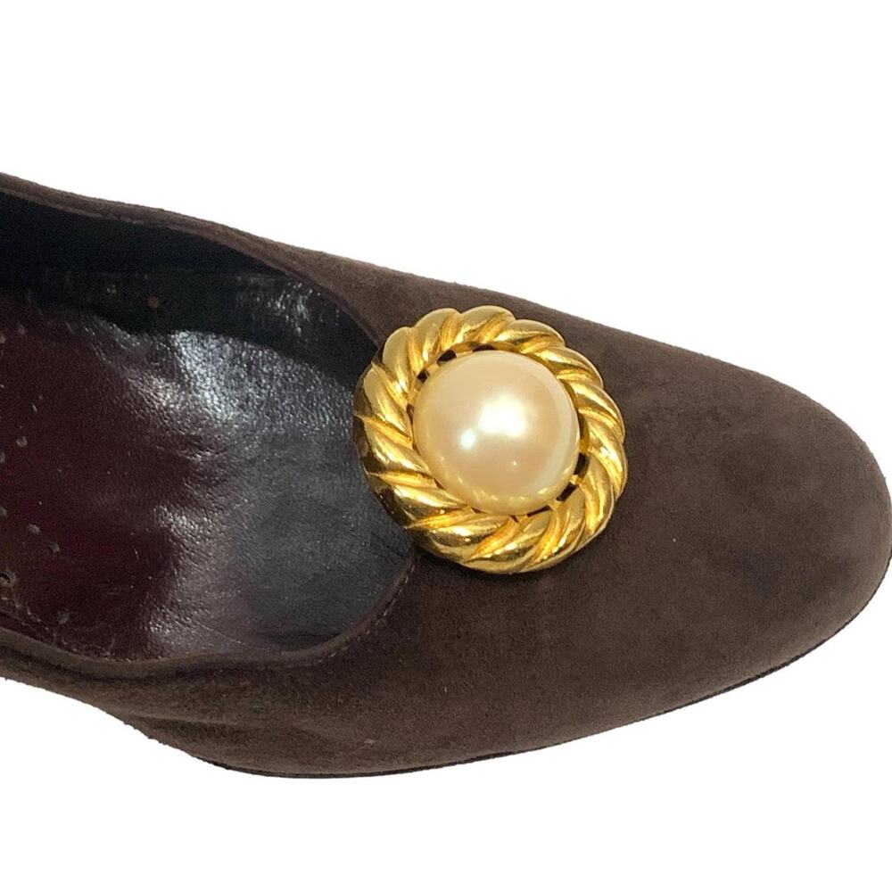 80s Large Baroque Gold and Pearl Shoe Clips - Picture 1 of 4